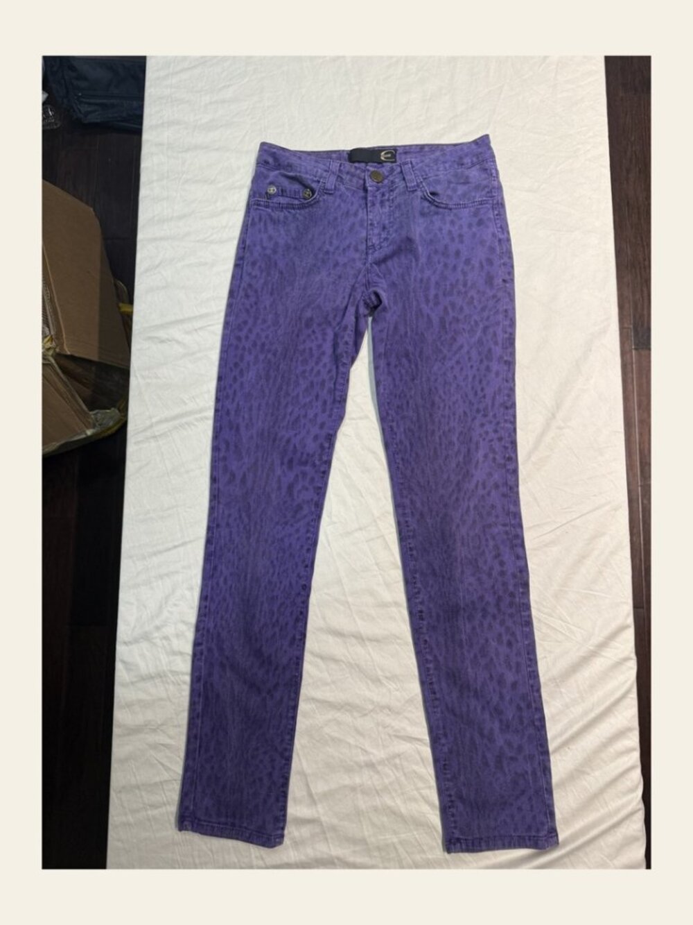 Just Cavalli SS2009 Purple Tonal Leopard Slim Pants Runway Made in Italy Sz 25
